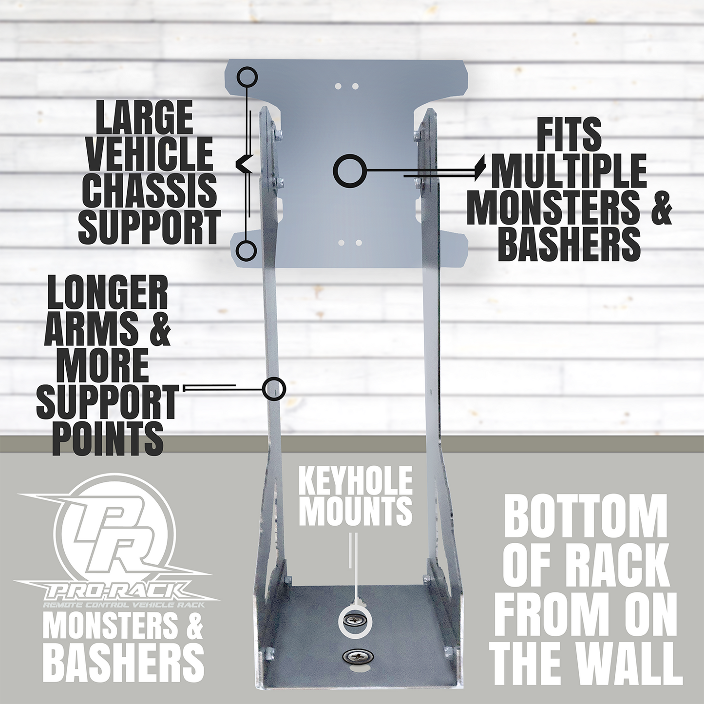 RC PRO RACK 1/10-1/8 SCALE BASHER & MONSTER TRUCK WALL RACK