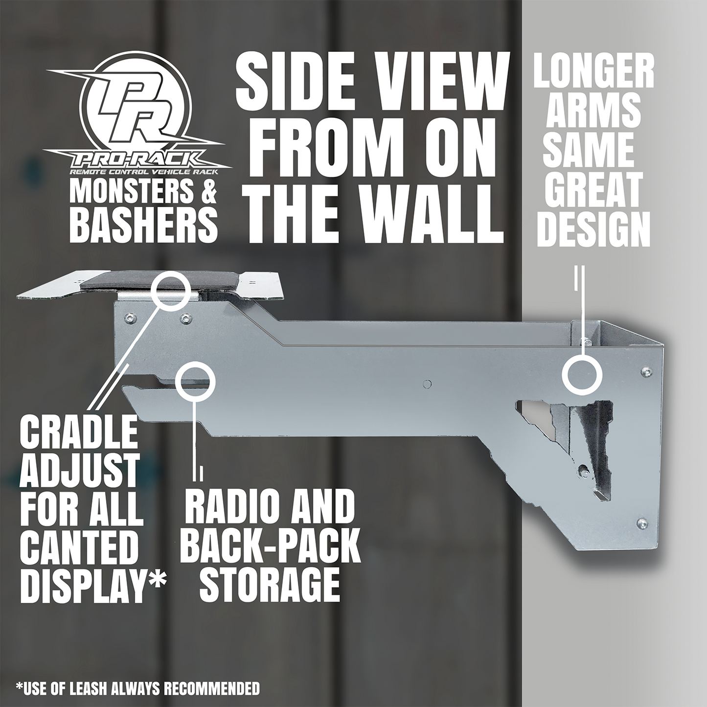 RC PRO RACK 1/10-1/8 SCALE BASHER & MONSTER TRUCK WALL RACK