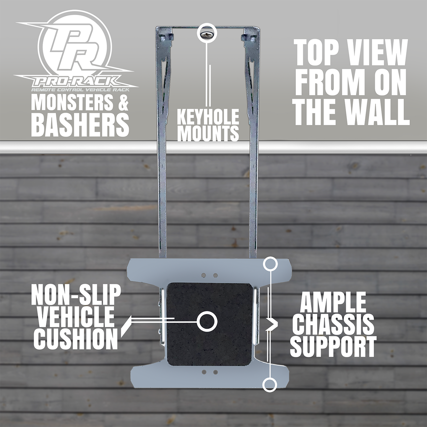 RC PRO RACK 1/10-1/8 SCALE BASHER & MONSTER TRUCK WALL RACK