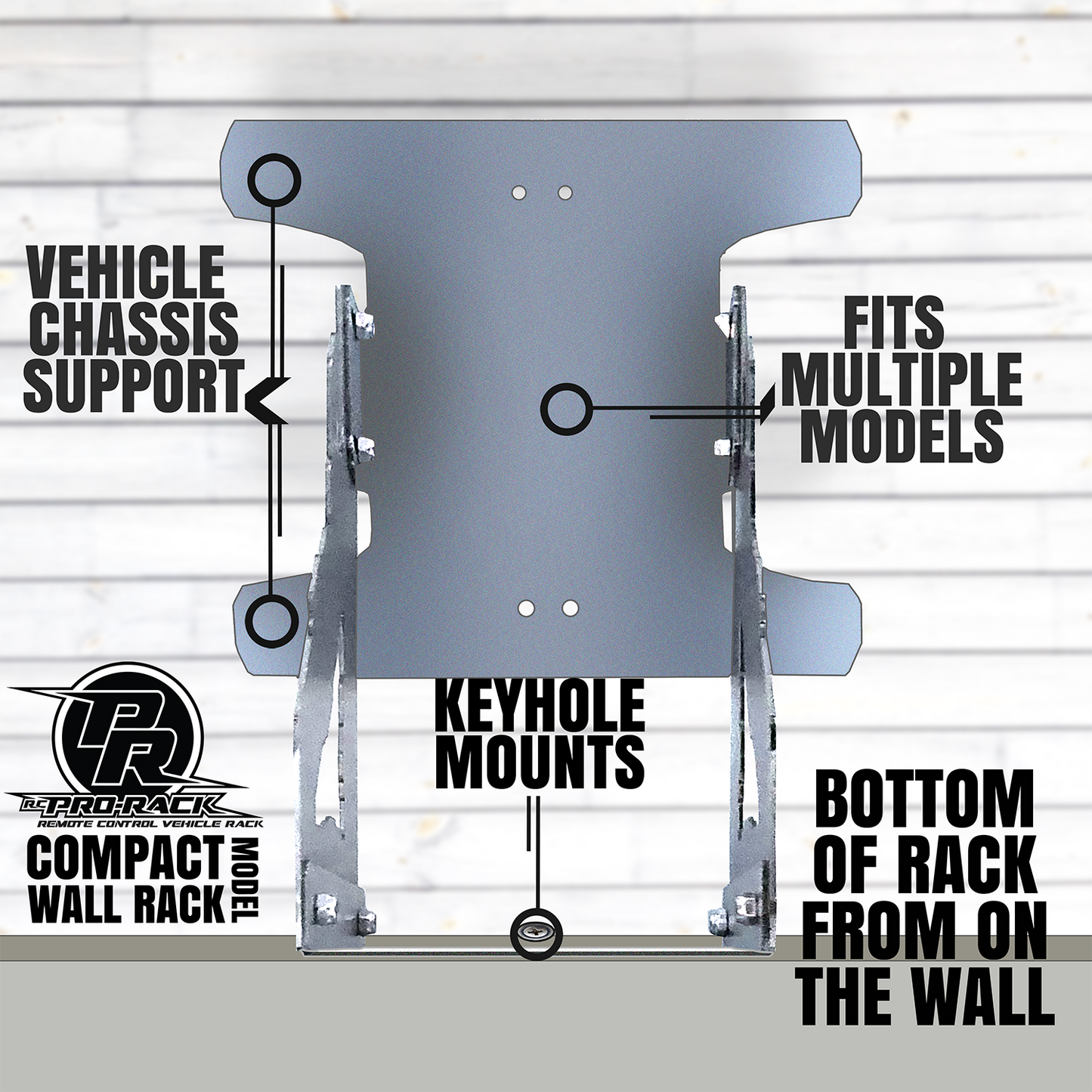 RC PRO RACK COMPACT 1/10 SCALE VEHICLE STORAGE & DISPLAY WALL RACK