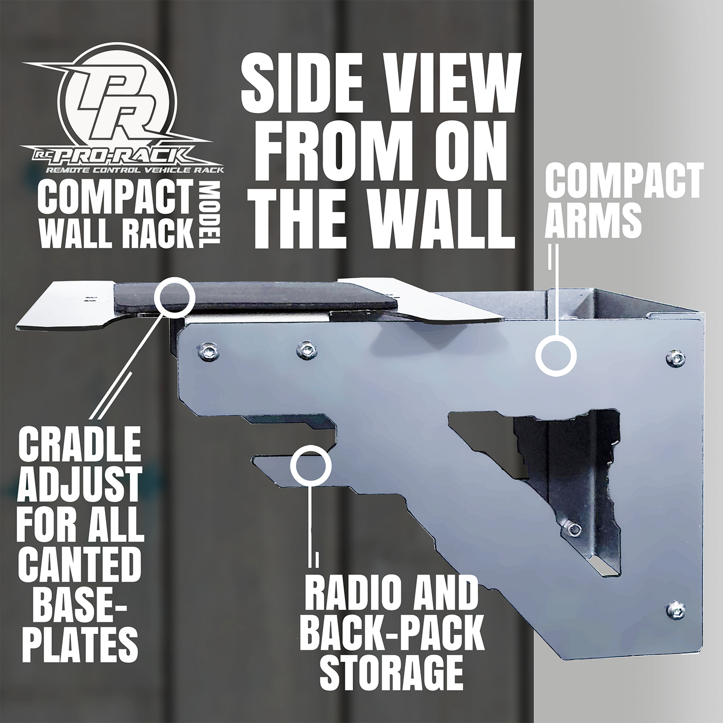 RC PRO RACK COMPACT 1/10 SCALE VEHICLE STORAGE & DISPLAY WALL RACK