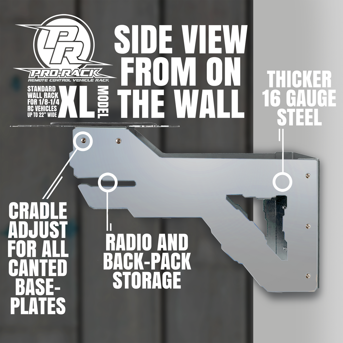 RC PRO RACK XL WALL STORAGE AND DISPLAY RACK 1/8-1/5 SCALE – rcprorack